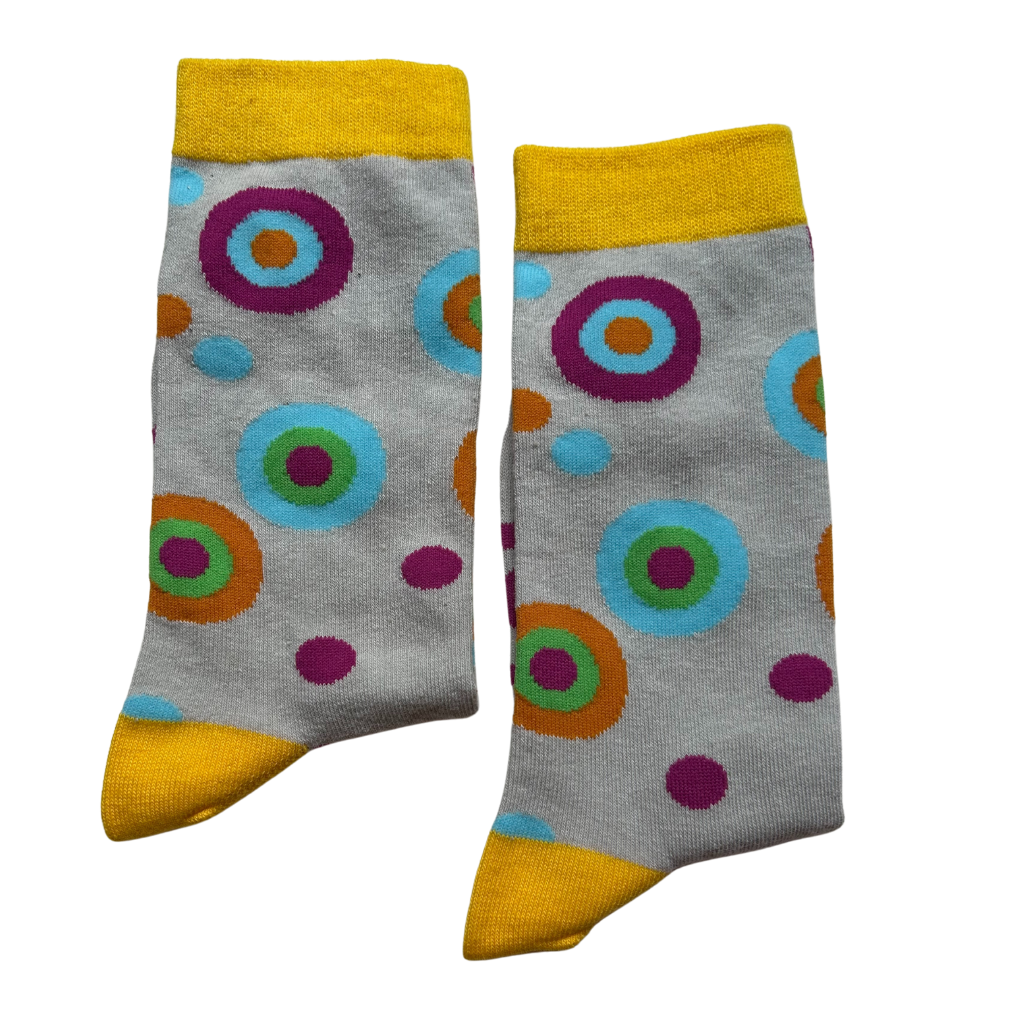 Bullseye Dot Grey Socks