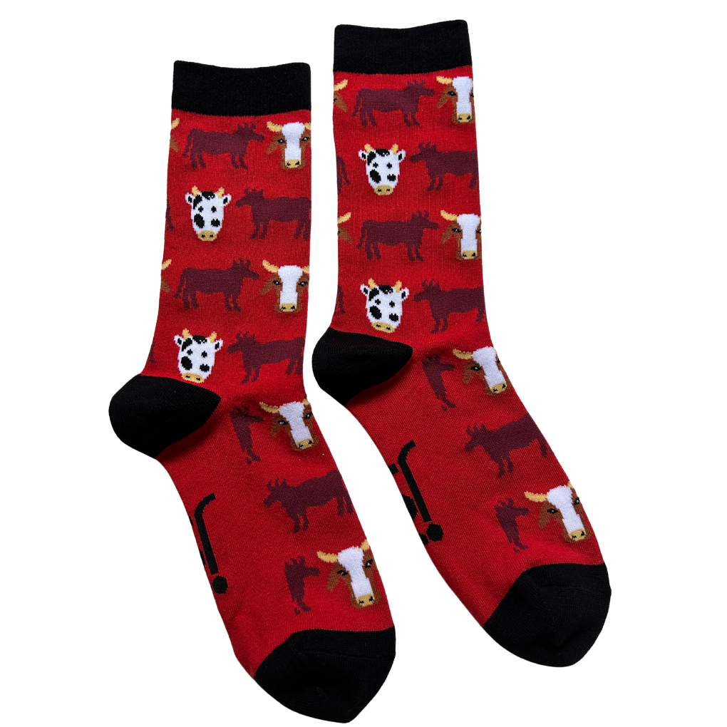 Cow design full length view Jolly Soles Socks