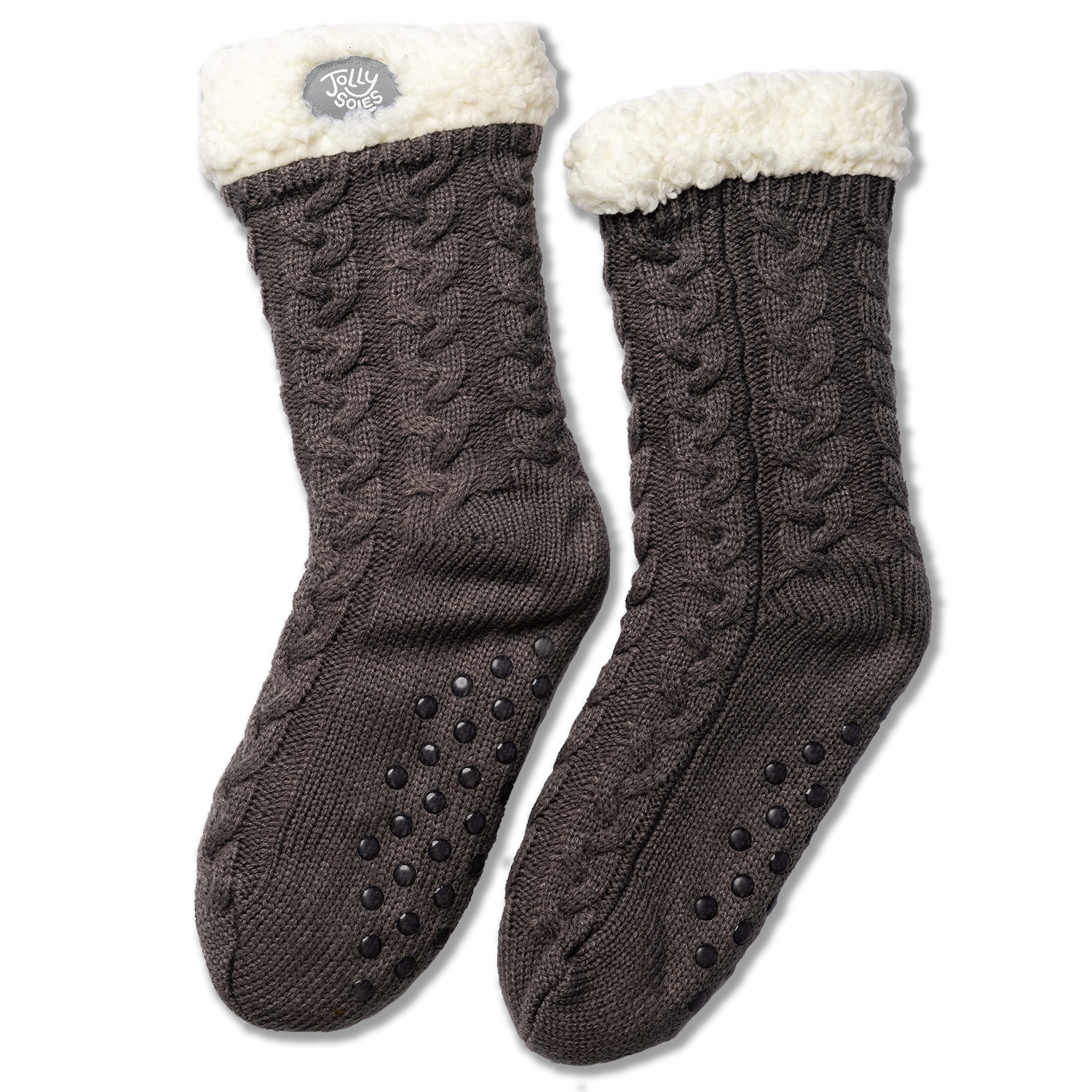 Sherpa Lined Bed Socks Grey