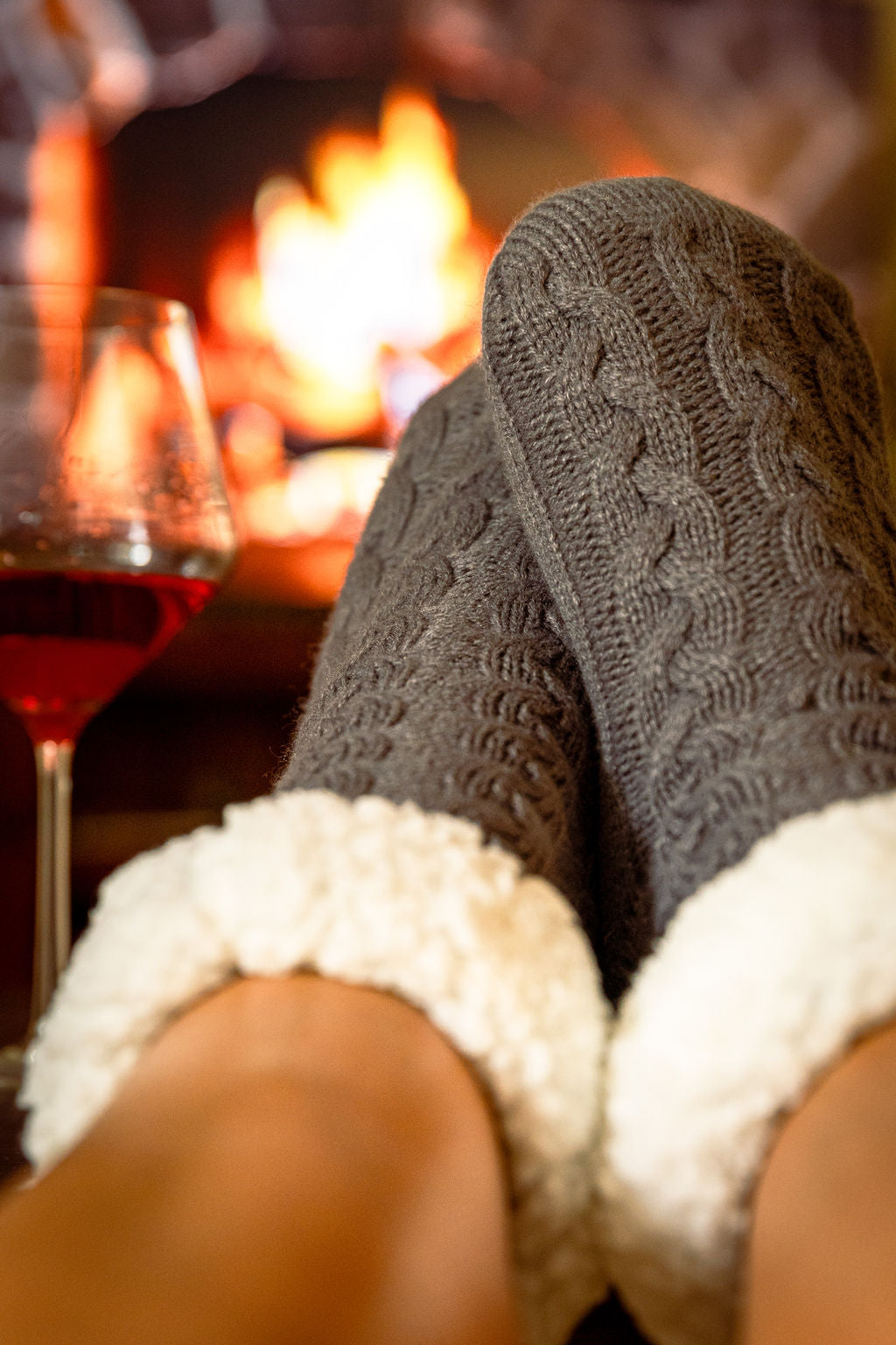 Grey Sherpa Lined Bed Sock