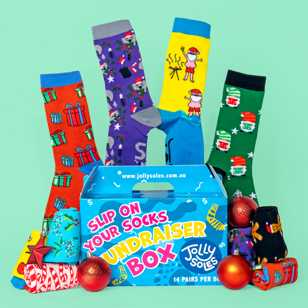 Jolly Soles Christmas Sock Fundraiser Box