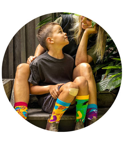 olly Soles Socks - Mother and Child wearing Odd Socks