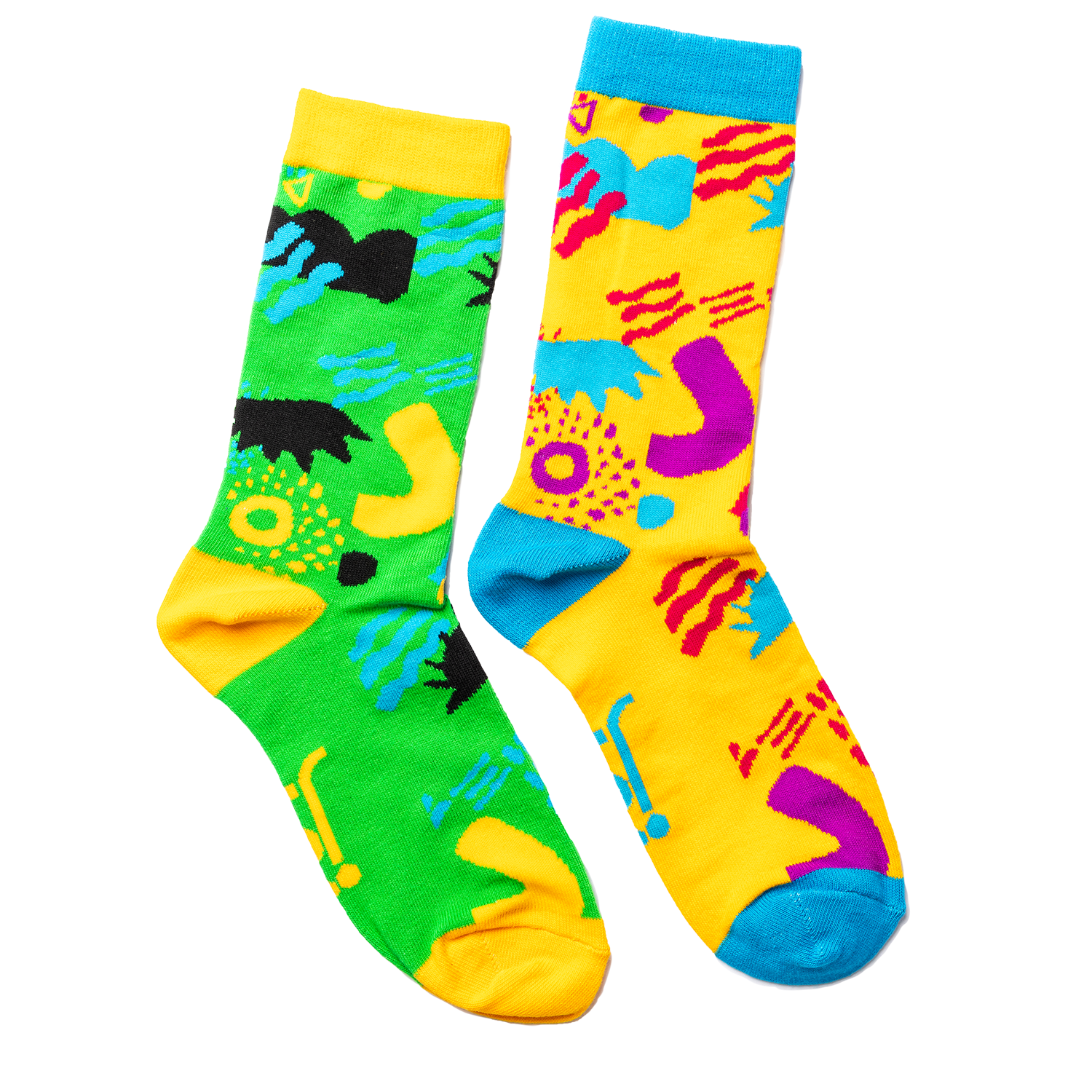 Odd Sock Collection - green and yellow design full length view