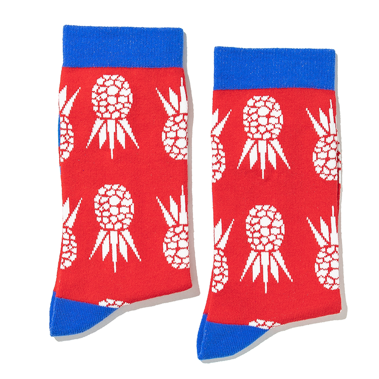 Jolly Soles Pineapple Socks Red Background