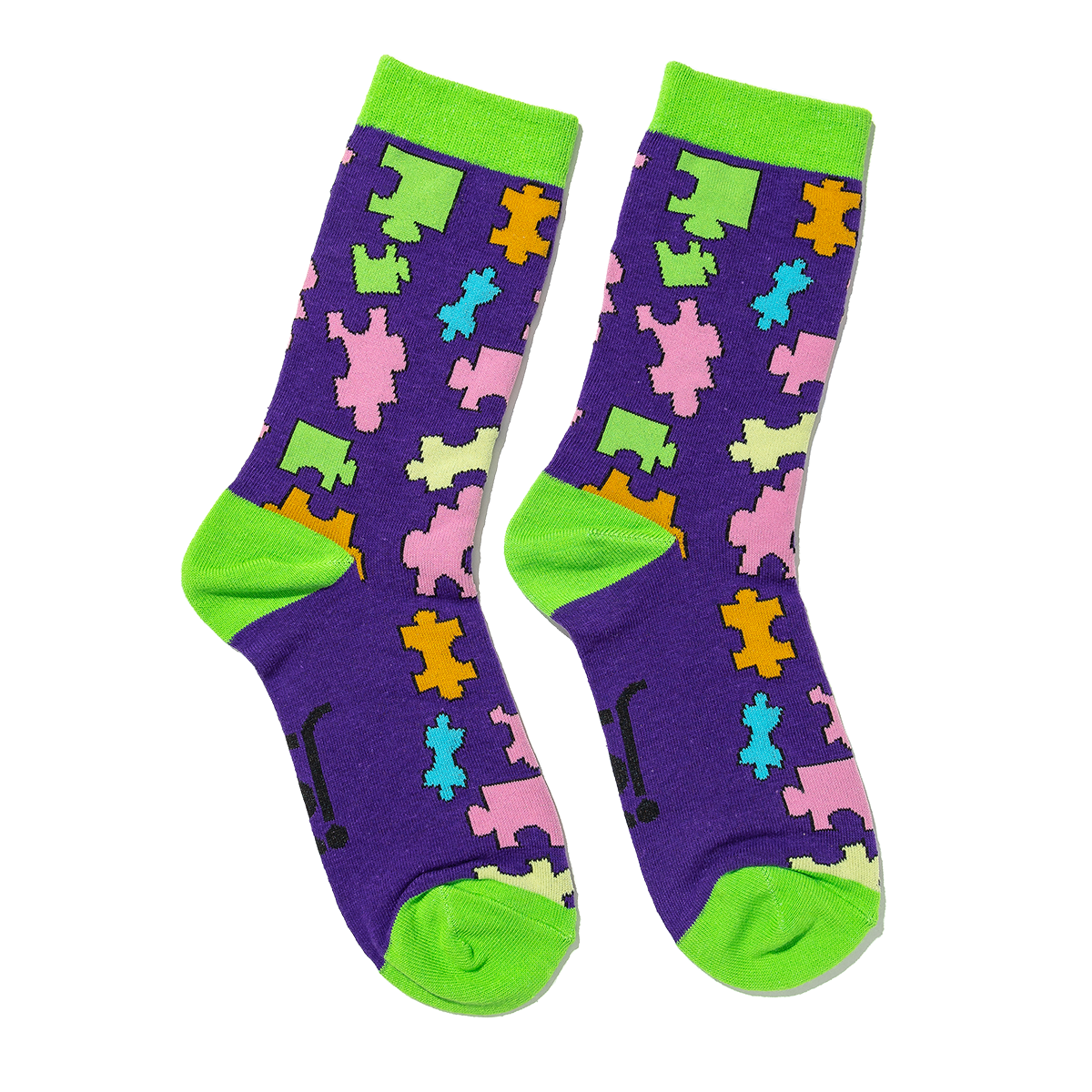 Jolly Soles Full Length view Jigsaw Design Sock