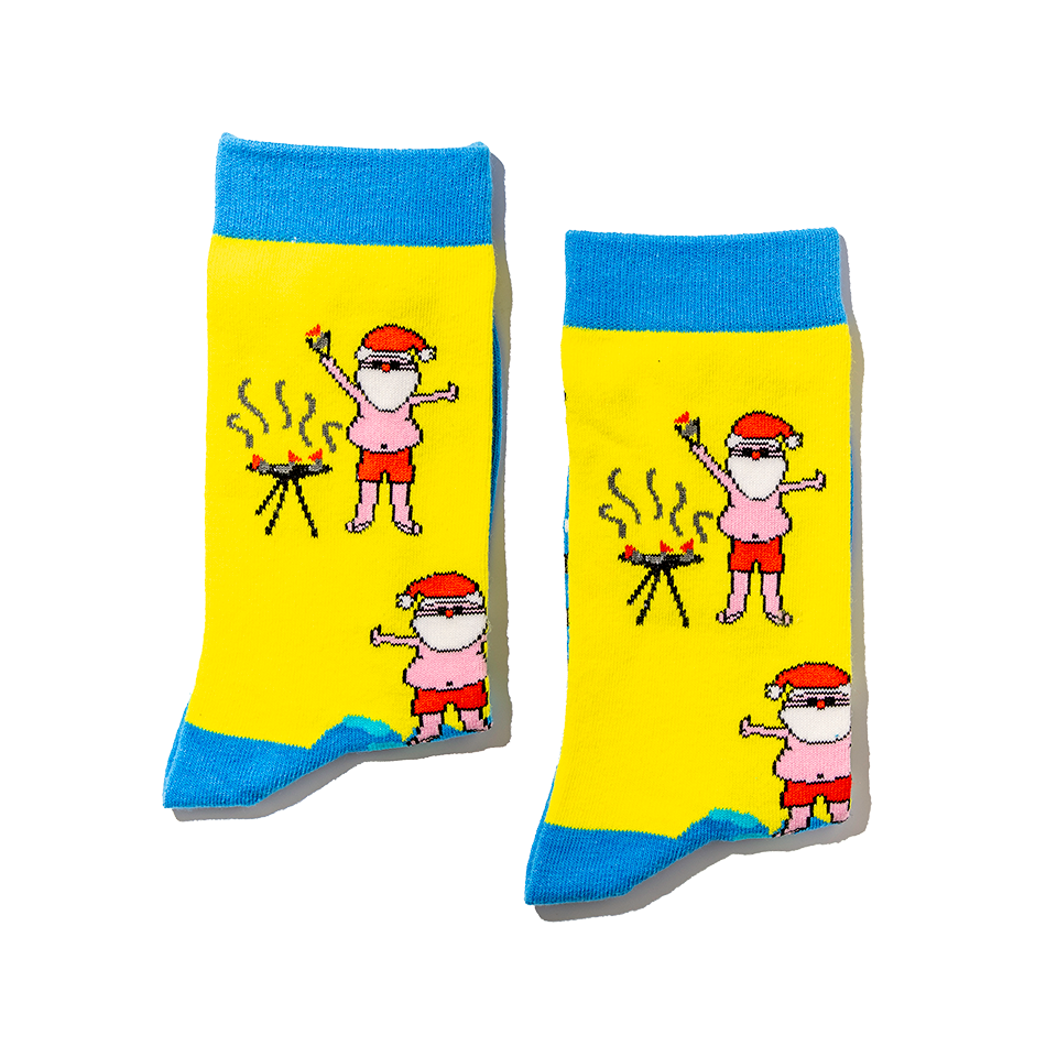 Surfing Santa Design Folded Socks Jolly Soles