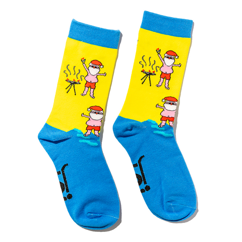 Christmas - Surfing Santa Socks