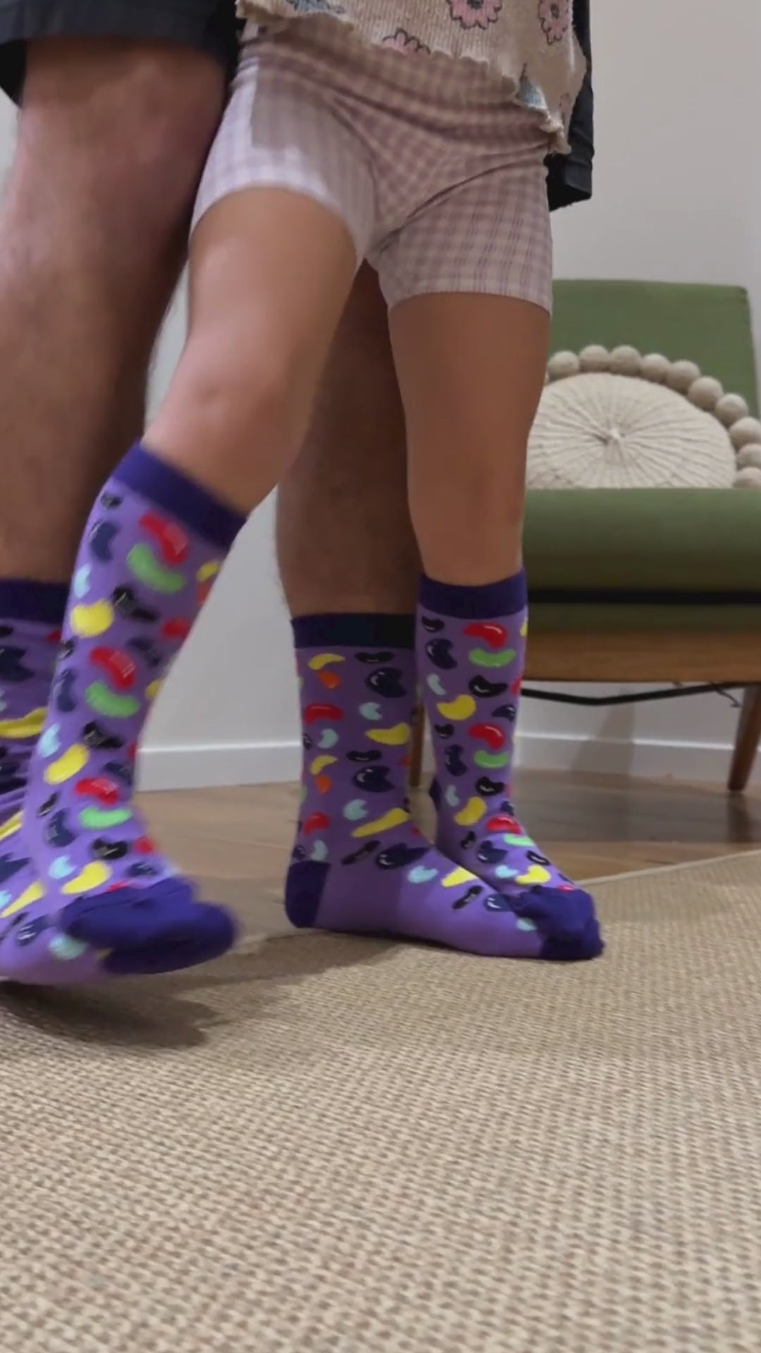 Daddy & Daughter Dancing with Jellybean socks on