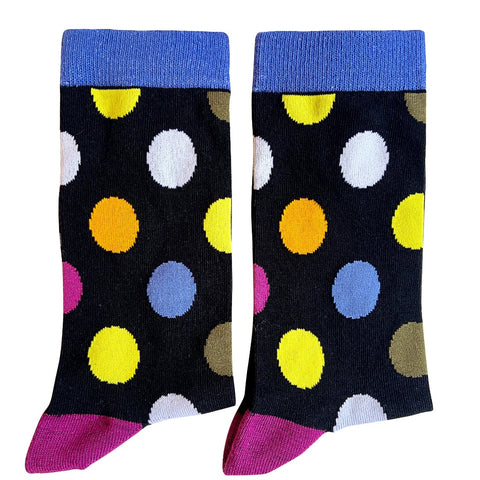 Patterned - Black with coloured dots socks